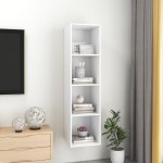 vidaXL Dulap TV montat pe perete, alb, 37x37x142,5 cm, PAL