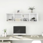 vidaXL Dulap TV montat pe perete, alb, 37x37x142,5 cm, PAL