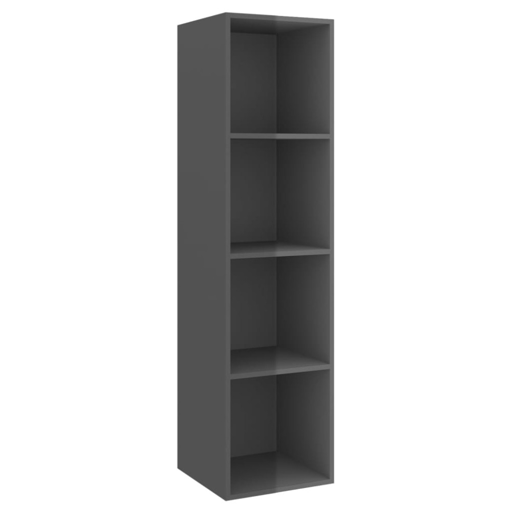 vidaXL Dulap TV montat pe perete, gri extralucios, 37x37x142,5 cm, PAL