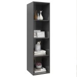 vidaXL Dulap TV montat pe perete, gri extralucios, 37x37x142,5 cm, PAL