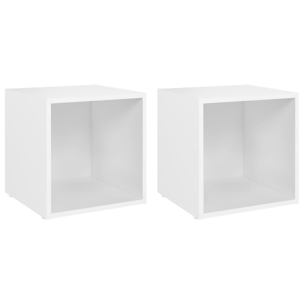 vidaXL Comode TV, 2 buc., alb, 37x35x37 cm, PAL