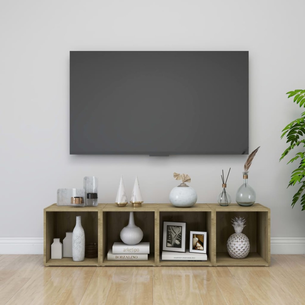vidaXL Comode TV, 4 buc., stejar sonoma, 37x35x37 cm, PAL