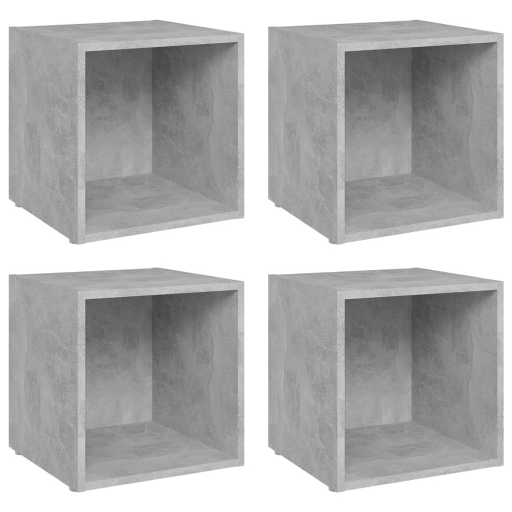 vidaXL Comode TV, 4 buc., gri beton, 37x35x37 cm, PAL