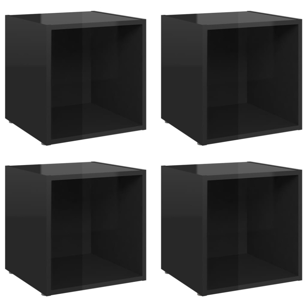 vidaXL Comode TV, 4 buc., negru extralucios, 37x35x37 cm, PAL
