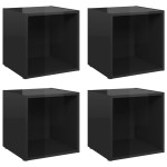 vidaXL Comode TV, 4 buc., negru extralucios, 37x35x37 cm, PAL
