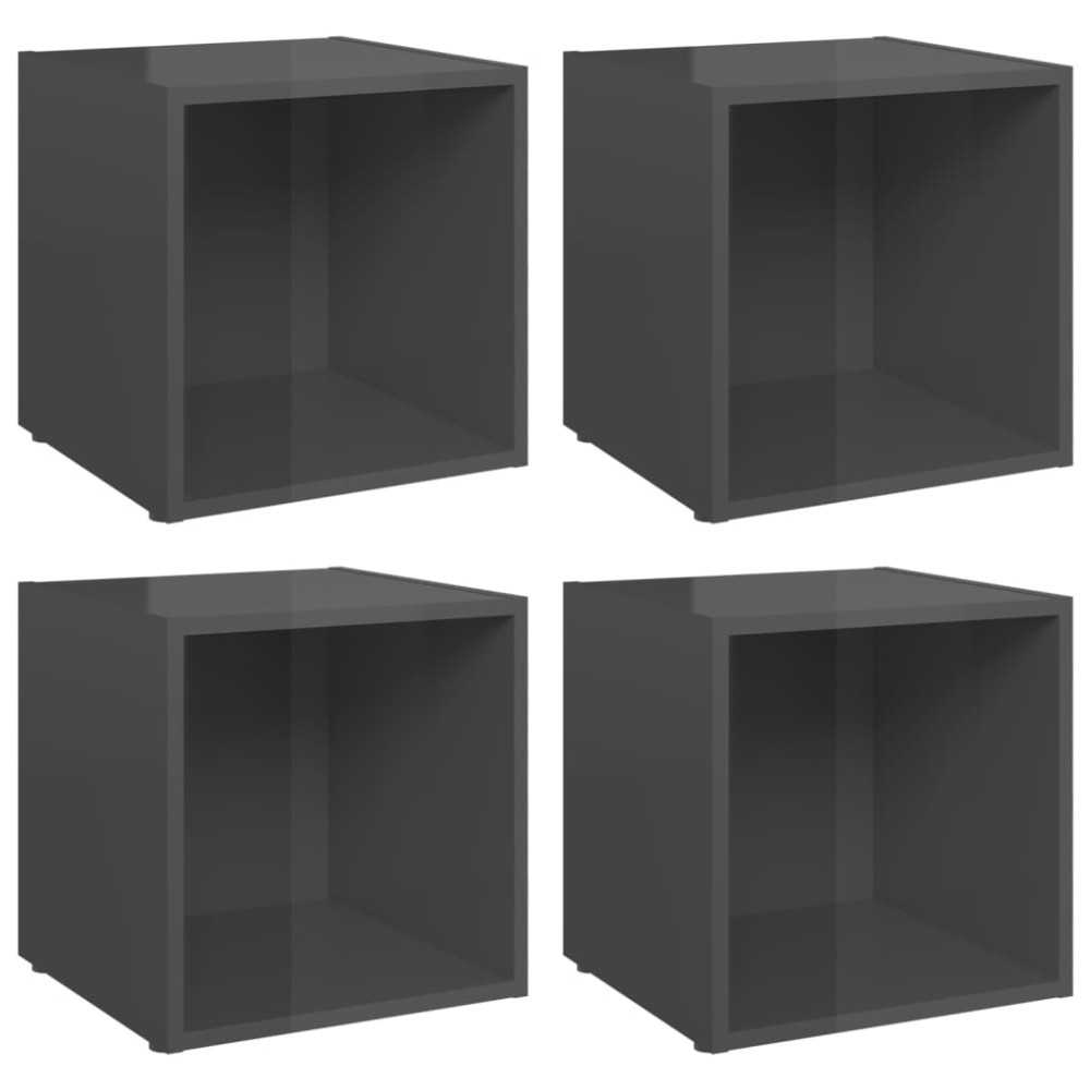 vidaXL Comode TV, 4 buc., gri extralucios, 37x35x37 cm, PAL
