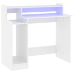 vidaXL Birou cu lumini LED, alb, 97x90x45 cm lemn compozit vidaXL Birou cu lumini LED, alb, 97x90x45 cm lemn compozit