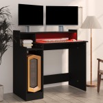 vidaXL Birou cu lumini LED, negru, 97x45x90 cm, lemn prelucrat vidaXL Birou cu lumini LED, negru, 97x45x90 cm, lemn prelucrat