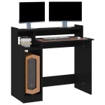 vidaXL Birou cu lumini LED, negru, 97x45x90 cm, lemn prelucrat vidaXL Birou cu lumini LED, negru, 97x45x90 cm, lemn prelucrat