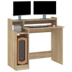 vidaXL Birou cu lumini LED, stejar sonoma, 97x90x45 cm, lemn compozit vidaXL Birou cu lumini LED, stejar sonoma, 97x90x45 cm, lemn compozit
