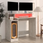 vidaXL Birou cu lumini LED, gri beton, 97x90x45 cm, lemn compozit vidaXL Birou cu lumini LED, gri beton, 97x90x45 cm, lemn compozit