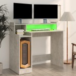 vidaXL Birou cu lumini LED, gri beton, 97x90x45 cm, lemn compozit vidaXL Birou cu lumini LED, gri beton, 97x90x45 cm, lemn compozit