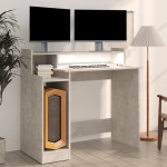 vidaXL Birou cu lumini LED, gri beton, 97x90x45 cm, lemn compozit vidaXL Birou cu lumini LED, gri beton, 97x90x45 cm, lemn compozit