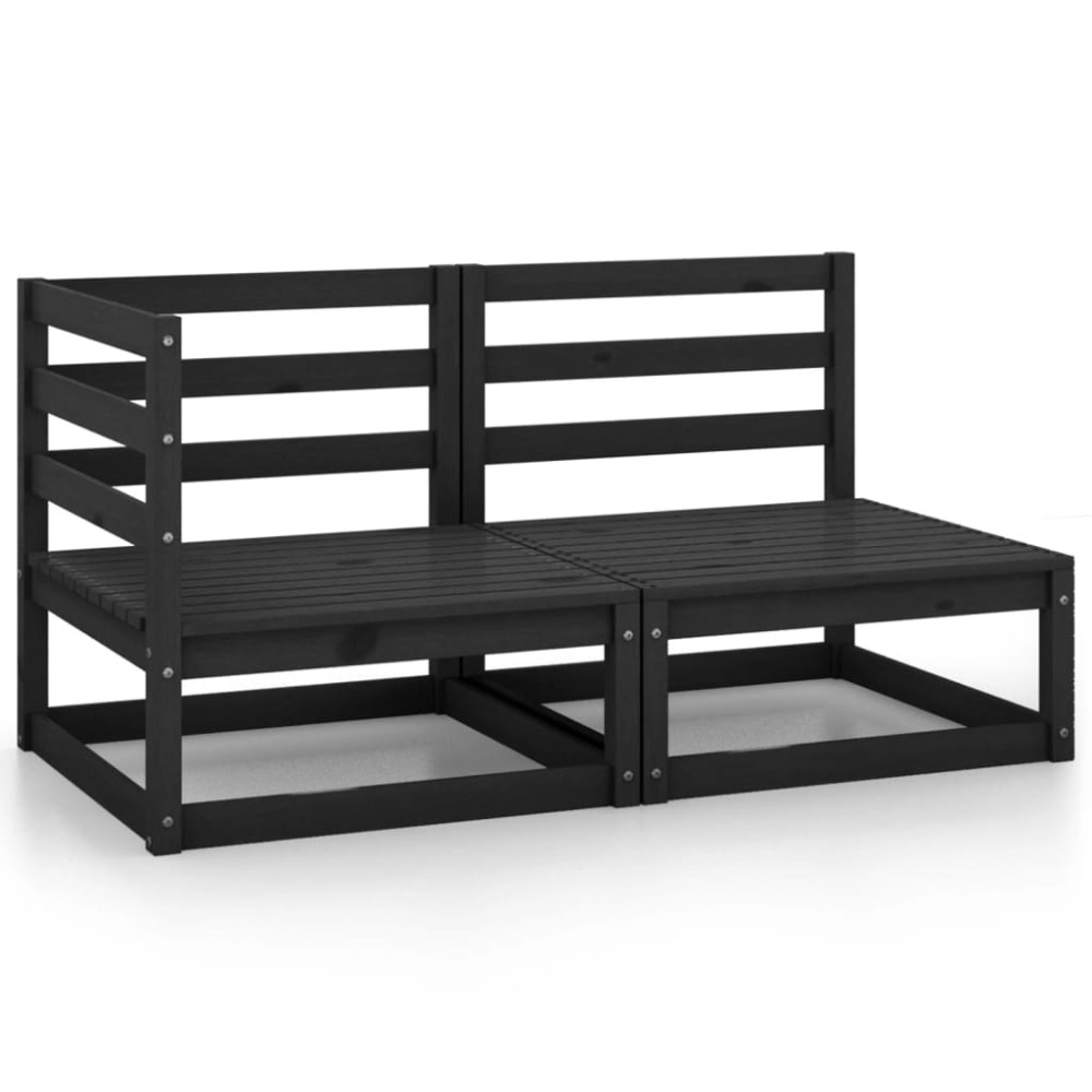 vidaXL Set mobilier de grădină, 2 piese, negru, lemn masiv de pin
