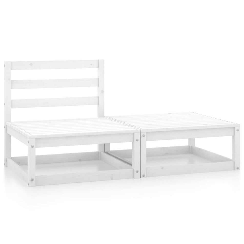 vidaXL Set mobilier de grădină, 2 piese, alb, lemn masiv de pin