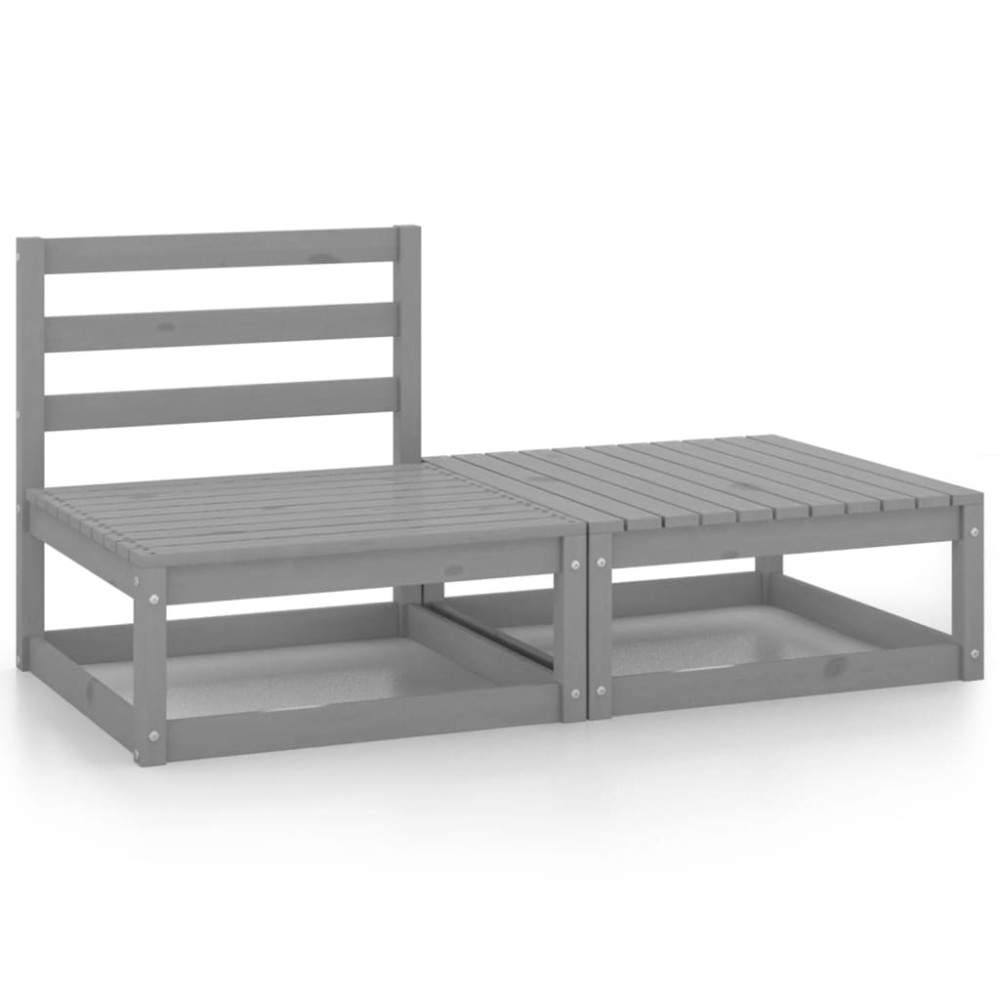 vidaXL Set mobilier de grădină, 2 piese, gri, lemn masiv de pin