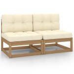 vidaXL Canapele de mijloc grădină, perne crem, 2 buc., lemn masiv pin vidaXL Canapele de mijloc grădină, perne crem, 2 buc., lemn masiv pin