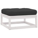 vidaXL Taburete de grădină cu perne, 2 buc., alb, lemn masiv de pin vidaXL Taburete de grădină cu perne, 2 buc., alb, lemn masiv de pin