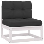 vidaXL Set mobilier de grădină cu perne, 2 piese, alb, lemn masiv pin vidaXL Set mobilier de grădină cu perne, 2 piese, alb, lemn masiv pin