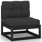 vidaXL Set mobilier de grădină cu perne, 2 piese, negru, lemn de pin vidaXL Set mobilier de grădină cu perne, 2 piese, negru, lemn de pin
