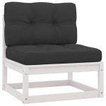 vidaXL Set mobilier de grădină cu perne, 2 piese, alb, lemn masiv pin vidaXL Set mobilier de grădină cu perne, 2 piese, alb, lemn masiv pin