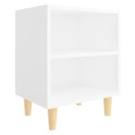 vidaXL Noptieră cu picioare din lemn masiv, alb, 40x30x50 cm vidaXL Noptieră cu picioare din lemn masiv, alb, 40x30x50 cm