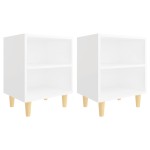 vidaXL Noptiere cu picioare lemn masiv, 2 buc., alb, 40x30x50 cm
