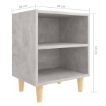 vidaXL Noptieră cu picioare din lemn masiv, gri beton, 40x30x50 cm vidaXL Noptieră cu picioare din lemn masiv, gri beton, 40x30x50 cm