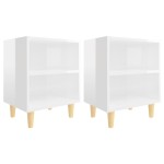 vidaXL Noptiere cu picioare lemn, 2 buc, alb extralucios, 40x30x50 cm vidaXL Noptiere cu picioare lemn, 2 buc, alb extralucios, 40x30x50 cm