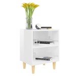 vidaXL Noptiere cu picioare lemn, 2 buc, alb extralucios, 40x30x50 cm vidaXL Noptiere cu picioare lemn, 2 buc, alb extralucios, 40x30x50 cm