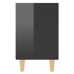 vidaXL Comodă TV, picioare lemn masiv, negru extralucios, 40x30x50 cm