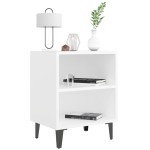 vidaXL Noptieră cu picioare metalice, alb, 40x30x50 cm vidaXL Noptieră cu picioare metalice, alb, 40x30x50 cm