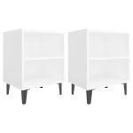 vidaXL Noptiere cu picioare metalice, 2 buc, alb, 40x30x50 cm