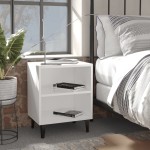 vidaXL Noptiere cu picioare metalice, 2 buc, alb, 40x30x50 cm