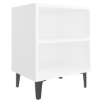 vidaXL Noptiere cu picioare metalice, 2 buc, alb, 40x30x50 cm