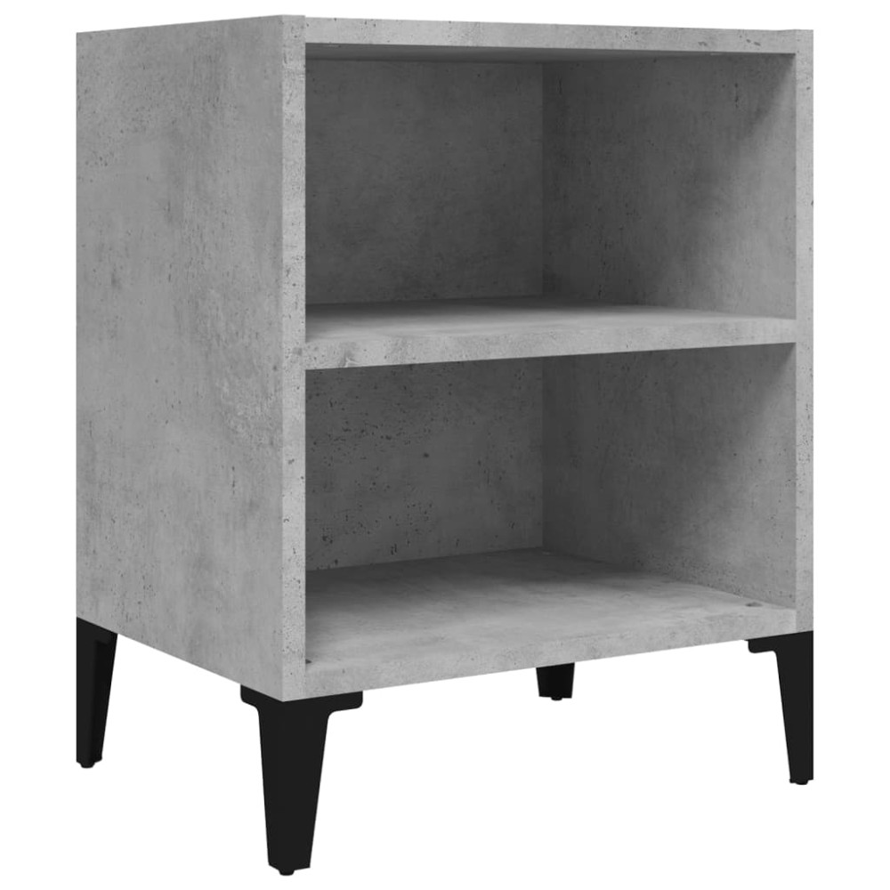 vidaXL Noptieră cu picioare metalice, gri beton, 40x30x50 cm