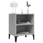 vidaXL Noptieră cu picioare metalice, gri beton, 40x30x50 cm