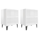 vidaXL Noptiere, picioare metalice, 2 buc. alb extralucios 40x30x50 cm vidaXL Noptiere, picioare metalice, 2 buc. alb extralucios 40x30x50 cm