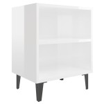 vidaXL Noptiere, picioare metalice, 2 buc. alb extralucios 40x30x50 cm vidaXL Noptiere, picioare metalice, 2 buc. alb extralucios 40x30x50 cm