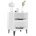 vidaXL Noptiere, picioare metalice, 2 buc. alb extralucios 40x30x50 cm vidaXL Noptiere, picioare metalice, 2 buc. alb extralucios 40x30x50 cm