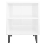 vidaXL Noptiere, picioare metalice, 2 buc. alb extralucios 40x30x50 cm vidaXL Noptiere, picioare metalice, 2 buc. alb extralucios 40x30x50 cm