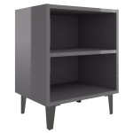 vidaXL Noptieră cu picioare metalice, gri extra lucios, 40x30x50 cm vidaXL Noptieră cu picioare metalice, gri extra lucios, 40x30x50 cm