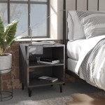 vidaXL Noptieră cu picioare metalice, gri extra lucios, 40x30x50 cm vidaXL Noptieră cu picioare metalice, gri extra lucios, 40x30x50 cm