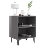 vidaXL Noptieră cu picioare metalice, gri extra lucios, 40x30x50 cm vidaXL Noptieră cu picioare metalice, gri extra lucios, 40x30x50 cm