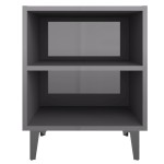 vidaXL Noptieră cu picioare metalice, gri extra lucios, 40x30x50 cm vidaXL Noptieră cu picioare metalice, gri extra lucios, 40x30x50 cm