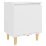 vidaXL Noptieră cu picioare din lemn masiv, alb, 40x30x50 cm vidaXL Noptieră cu picioare din lemn masiv, alb, 40x30x50 cm