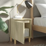 vidaXL Noptieră cu picioare din lemn masiv, stejar sonoma, 40x30x50 cm vidaXL Noptieră cu picioare din lemn masiv, stejar sonoma, 40x30x50 cm