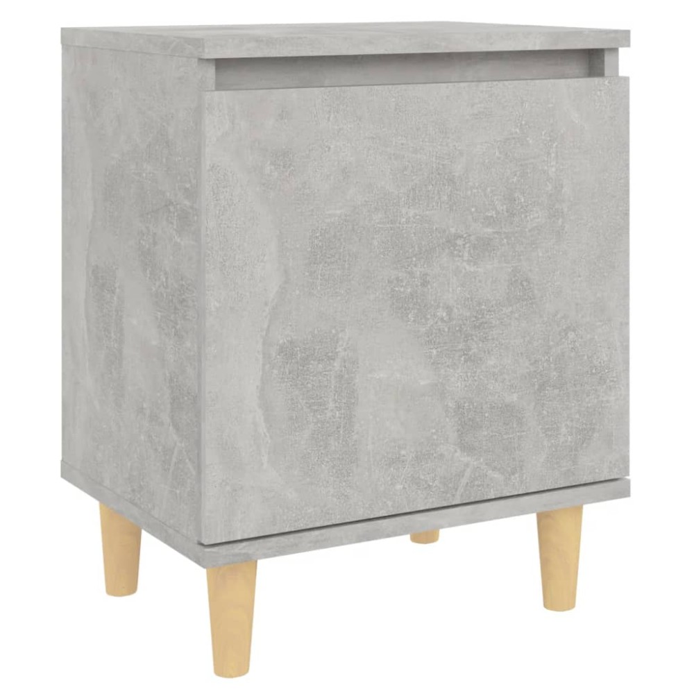 vidaXL Noptieră cu picioare din lemn masiv, gri beton, 40x30x50 cm
