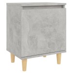 vidaXL Noptieră cu picioare din lemn masiv, gri beton, 40x30x50 cm vidaXL Noptieră cu picioare din lemn masiv, gri beton, 40x30x50 cm