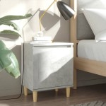 vidaXL Noptieră cu picioare din lemn masiv, gri beton, 40x30x50 cm vidaXL Noptieră cu picioare din lemn masiv, gri beton, 40x30x50 cm